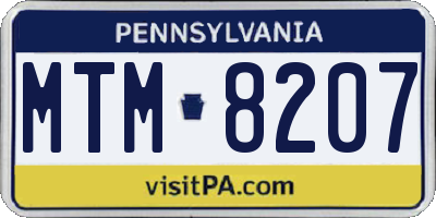 PA license plate MTM8207