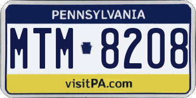 PA license plate MTM8208