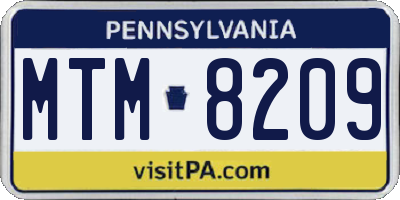 PA license plate MTM8209