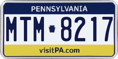 PA license plate MTM8217