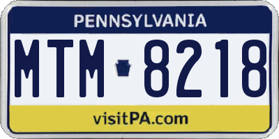 PA license plate MTM8218