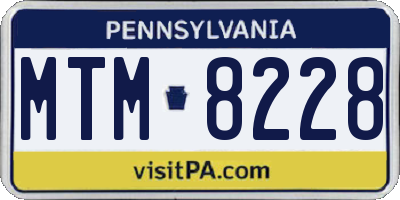 PA license plate MTM8228