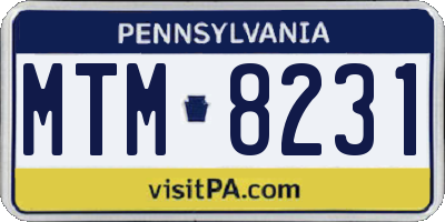 PA license plate MTM8231