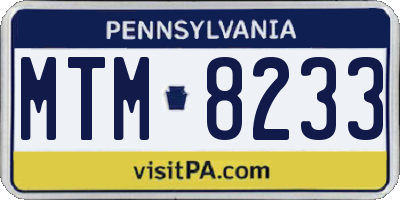 PA license plate MTM8233