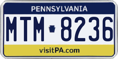 PA license plate MTM8236