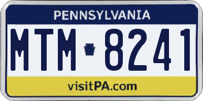 PA license plate MTM8241