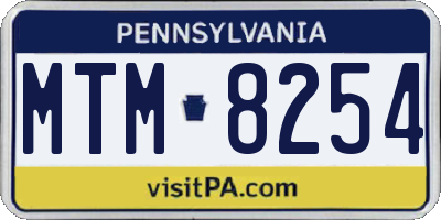 PA license plate MTM8254