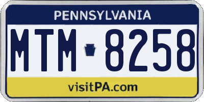 PA license plate MTM8258