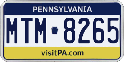 PA license plate MTM8265