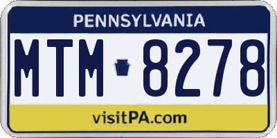 PA license plate MTM8278
