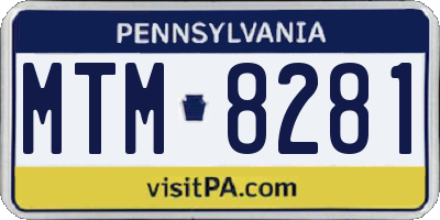 PA license plate MTM8281