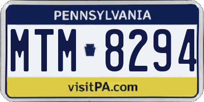 PA license plate MTM8294