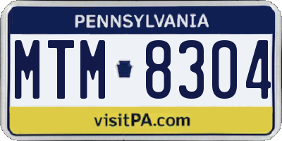 PA license plate MTM8304