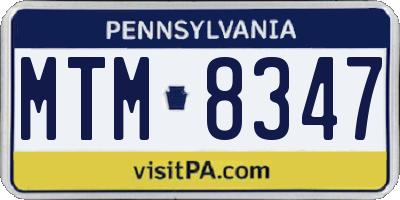 PA license plate MTM8347