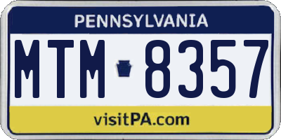 PA license plate MTM8357