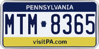 PA license plate MTM8365