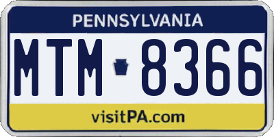 PA license plate MTM8366