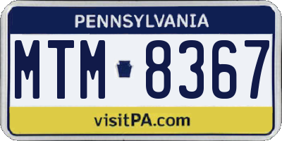 PA license plate MTM8367
