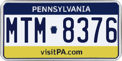 PA license plate MTM8376