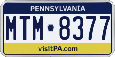 PA license plate MTM8377