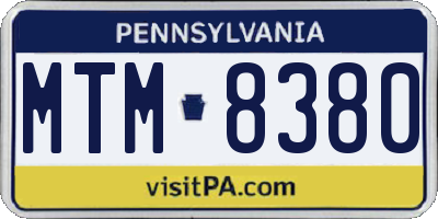 PA license plate MTM8380