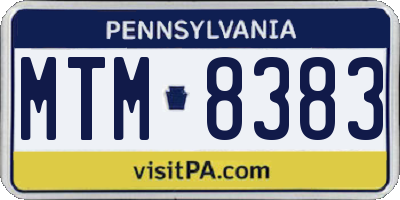 PA license plate MTM8383