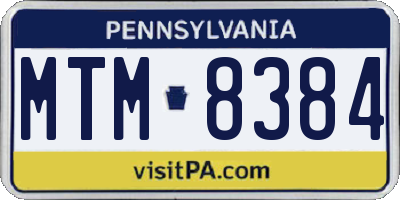PA license plate MTM8384