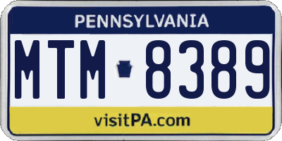 PA license plate MTM8389