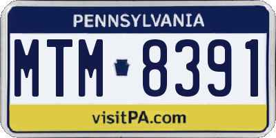PA license plate MTM8391