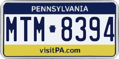 PA license plate MTM8394