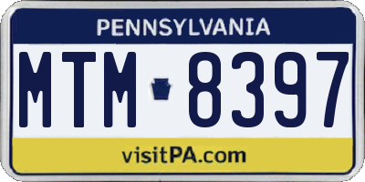PA license plate MTM8397