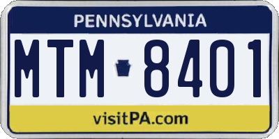 PA license plate MTM8401