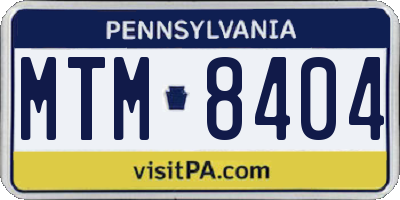 PA license plate MTM8404