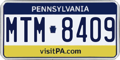 PA license plate MTM8409