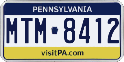 PA license plate MTM8412