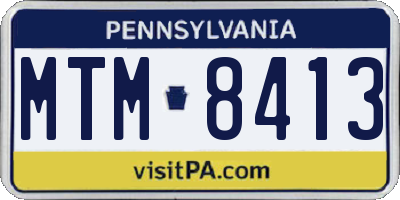PA license plate MTM8413