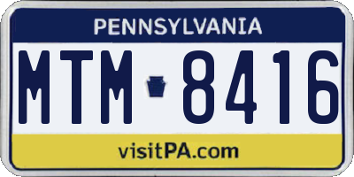 PA license plate MTM8416