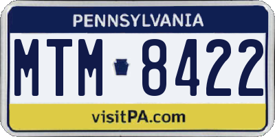 PA license plate MTM8422