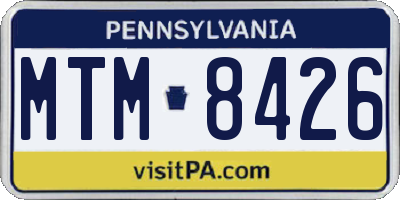 PA license plate MTM8426