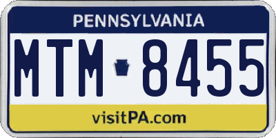 PA license plate MTM8455