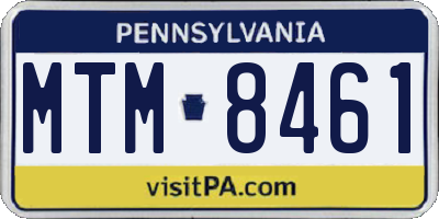 PA license plate MTM8461