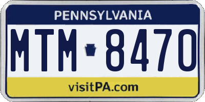 PA license plate MTM8470