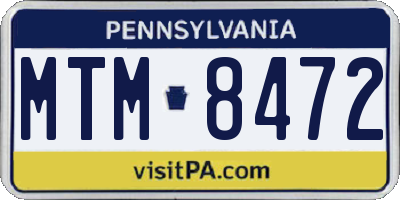 PA license plate MTM8472