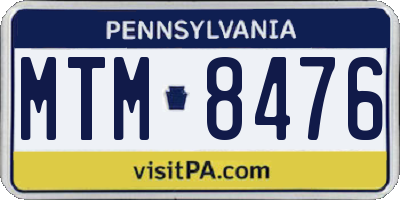 PA license plate MTM8476