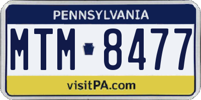 PA license plate MTM8477