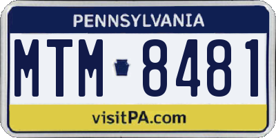 PA license plate MTM8481