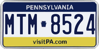 PA license plate MTM8524