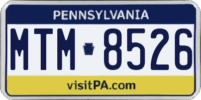 PA license plate MTM8526