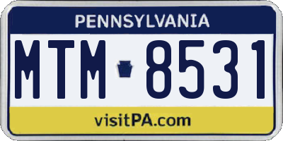PA license plate MTM8531