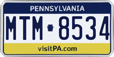 PA license plate MTM8534
